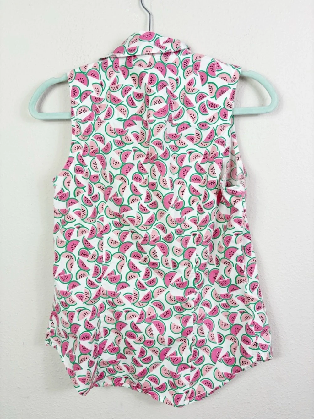 J. Crew Watermelon Pattern Short Sleeve Collared Button Down Shirt sz XS